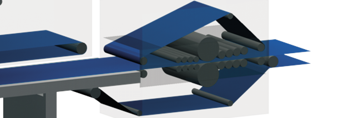 O frágil painel de fibra tem de passar por um sistema de pré-prensagem, onde é comprimido entre a correia de formação e a correia de desarificação. A correia de desarificação ajuda a expulsar o ar do painel.