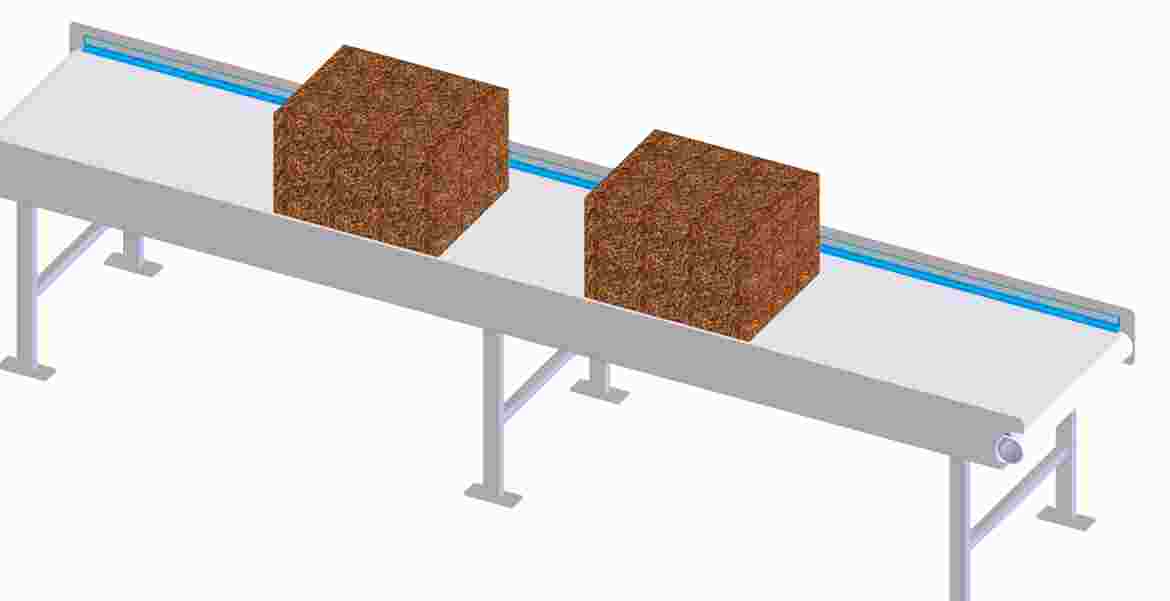 Voor dit proces moeten banden stootbestendig zijn en de juiste wrijvingsco&euml;ffici&euml;nten hebben om de droge blokken tabak op de juiste plek te houden op het oppervlak van de transportband.