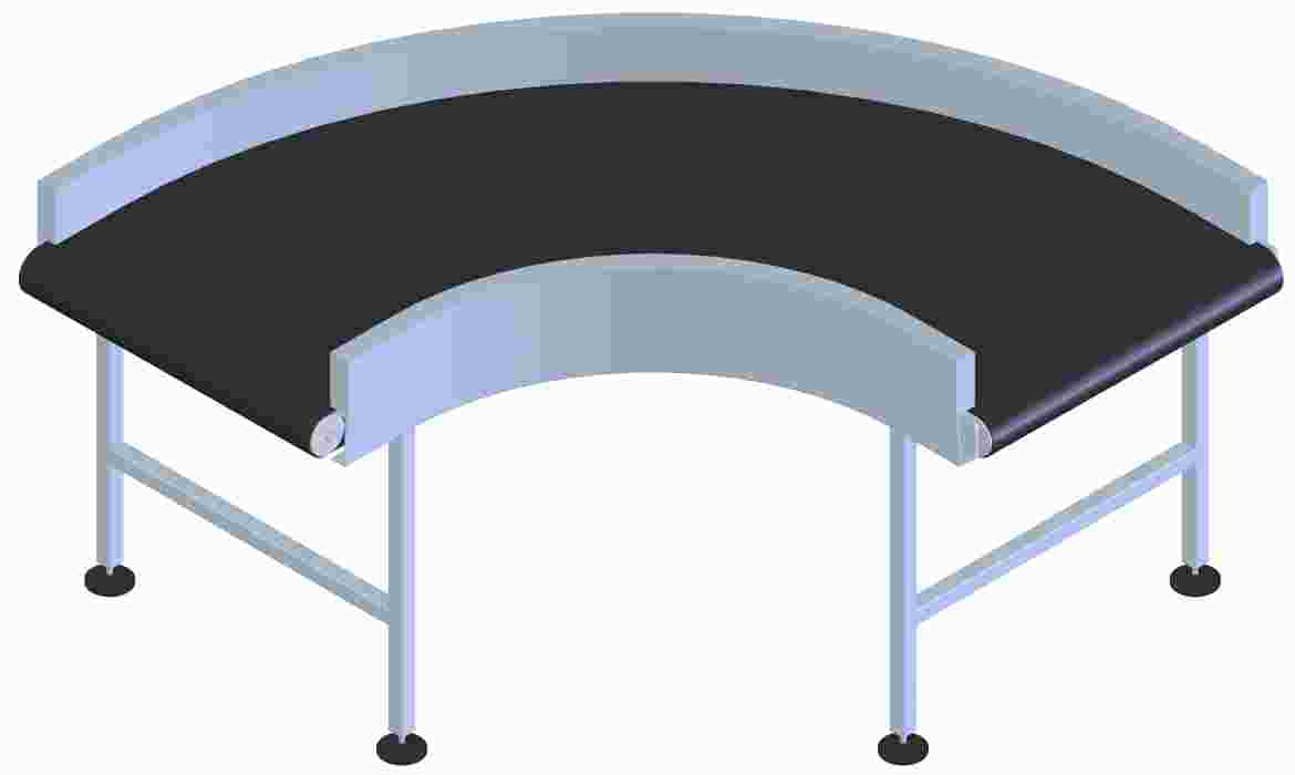 Las bandas/transportadores curvos cambian la dirección del flujo de la línea del sistema. 