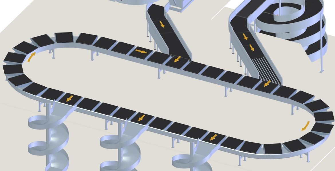Het sorteren van bagage heeft te maken met hoge-snelheidstransportbanden uitgerust met crossorteerders en kiepschaalsorteerders om overstaptijden te minimaliseren.